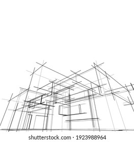 house building sketch architecture 3d illustration