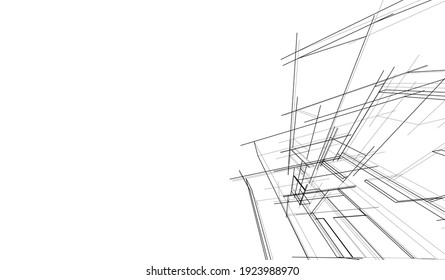 house building sketch architecture 3d illustration