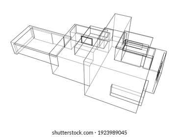 house building sketch architecture 3d illustration