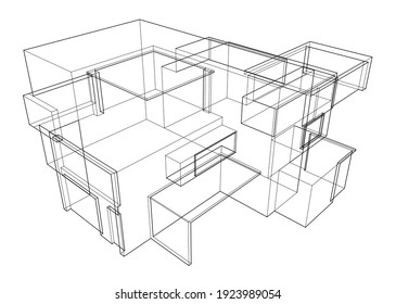 house building sketch architecture 3d illustration