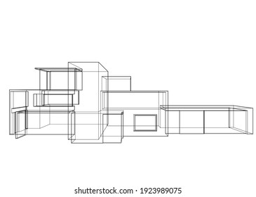 house building sketch architecture 3d illustration