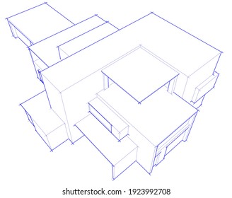 house building sketch architecture 3d illustration