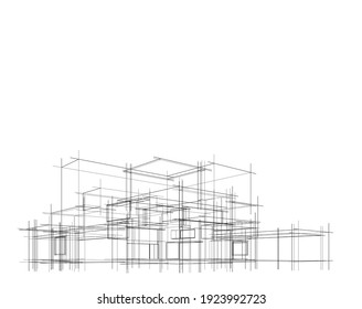 house building sketch architecture 3d illustration