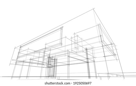 house building sketch architecture 3d illustration