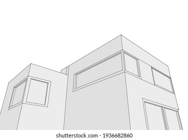 house building sketch architecture 3d illustration