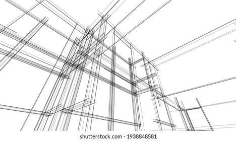 house building sketch architecture 3d illustration