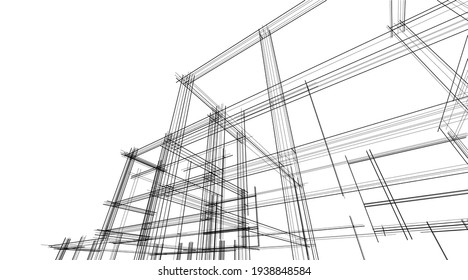 house building sketch architecture 3d illustration