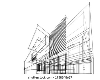 house building sketch architecture 3d illustration