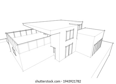house building sketch architecture 3d illustration