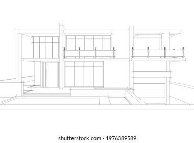 house building sketch architecture 3d illustration