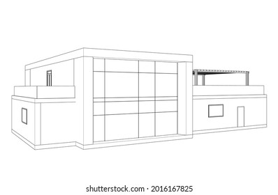 house building sketch architecture 3d illustration