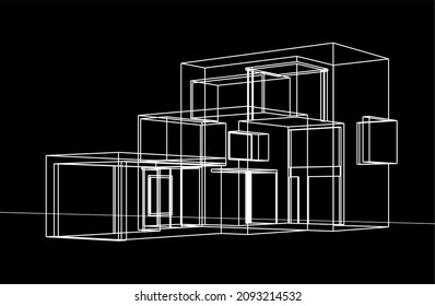 house building sketch architecture 3d illustration