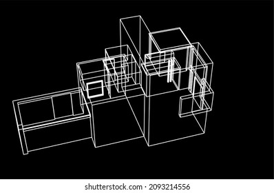 house building sketch architecture 3d illustration