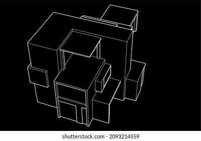 house building sketch architecture 3d illustration