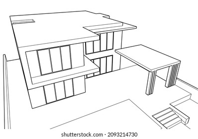house building sketch architecture 3d illustration
