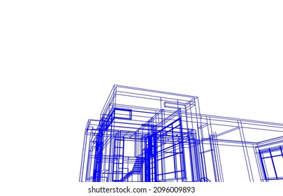 house building sketch architecture 3d illustration