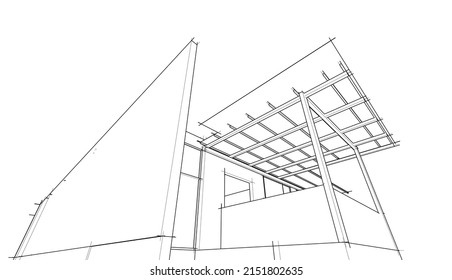 house building sketch architecture 3d illustration