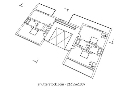 House building sketch architecture 3d illustration