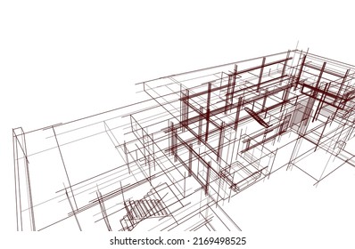 house building sketch architecture 3d illustration