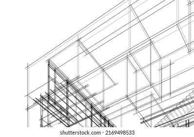 house building sketch architecture 3d illustration