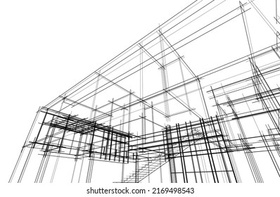 house building sketch architecture 3d illustration