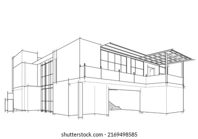 house building sketch architecture 3d illustration