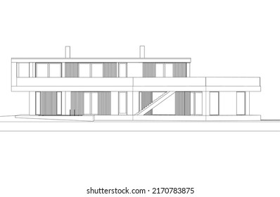 house building sketch architecture 3d illustration