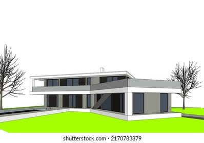 house building sketch architecture 3d illustration