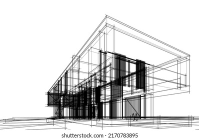 house building sketch architecture 3d illustration