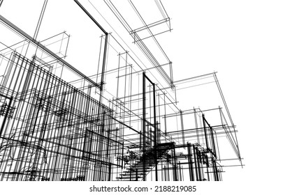 house building sketch architecture 3d illustration