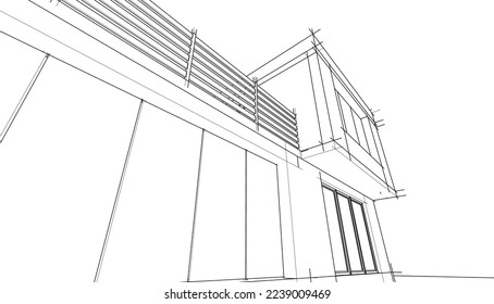 house building sketch architecture 3d illustration