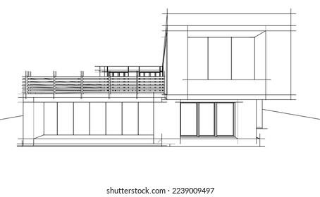 house building sketch architecture 3d illustration
