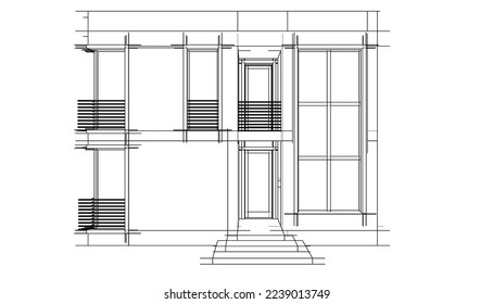 house building sketch architecture 3d illustration