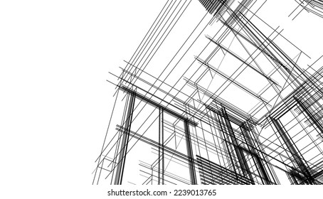 house building sketch architecture 3d illustration