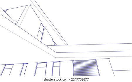 house building sketch architecture 3d illustration