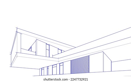 house building sketch architecture 3d illustration