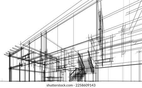 house building sketch architecture 3d illustration