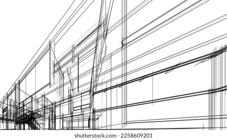 house building sketch architecture 3d illustration