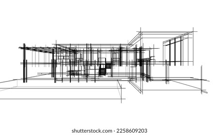 house building sketch architecture 3d illustration