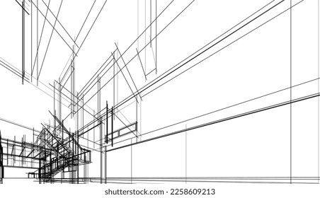 house building sketch architecture 3d illustration