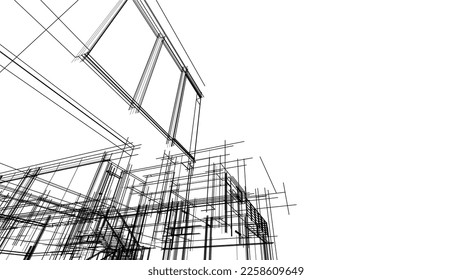 house building sketch architecture 3d illustration
