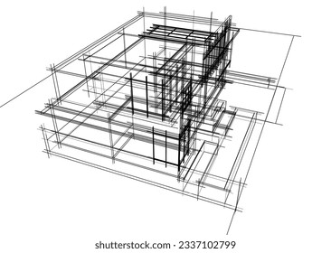 house building sketch architecture 3d illustration