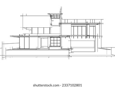 house building sketch architecture 3d illustration