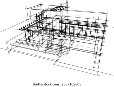house building sketch architecture 3d illustration