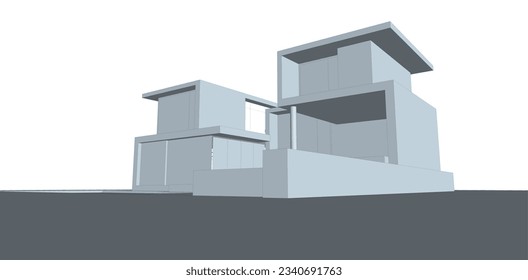 house building sketch architecture 3d illustration