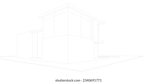 house building sketch architecture 3d illustration