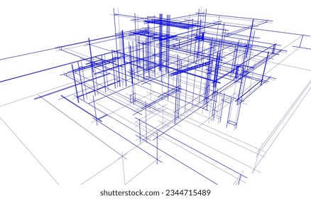 house building sketch architecture 3d illustration