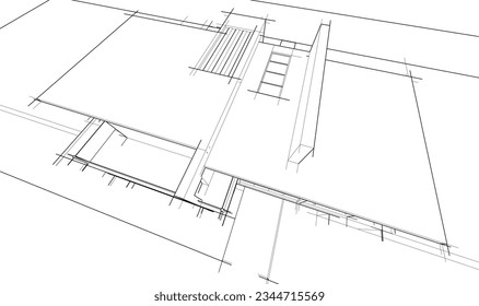 house building sketch architecture 3d illustration