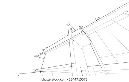 house building sketch architecture 3d illustration