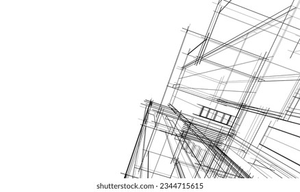 house building sketch architecture 3d illustration